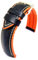 Uhrenarmband 22mm Kautschuk + Leder schwarz orange, weißer Naht wasserfest