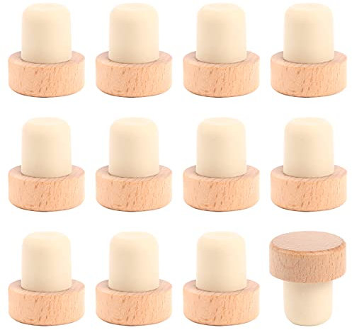 Lot de 12 bouchons en bois en forme de T pour bouteilles de vin et de bière