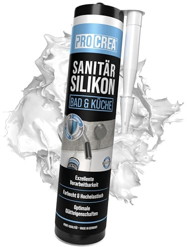 PROCREA® 1x Premium Sanitärsilikon Bad & Küche (Edelweiß) [mit Anti-Schimmel-Formel] Dichtmasse für innen & außen - Universal Silikon in Profi-Qualität (weiss) - Made In Germany