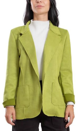 Toocool Giacca Donna Scamosciata Monopetto Morbida Sfoderata Blazer VB-6337 [S/M,Verde Lime]