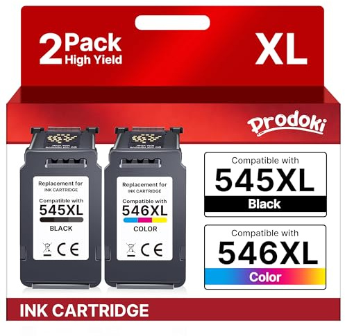 Prodoki PG-545XL CL-546XL Cartouche d'encre Remplacement pour 545 546 Cartouche XL pour Pixma MX495 TS3150 TS3350 TS3151 TS3351 MG2550S MG2555S MG3050 MG2950 MG3051 MG2450 MG2500 TR4550 TR4551