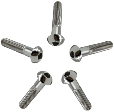 RISON-Titanium 5 Pezzi Viti a Testa Bombata in Titanio con Esagono Incassato M5x25mm, Viti a Brugola Bulloni in Titanio, Vite a Testa Semicircolare Vite a Bottone a Testa Tonda per Bici Moto