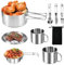 EMAGEREN Camping Kochgeschirr Set 1-2 Personen 8-teiligtes Edelstahl Kochgeschirr Camping Topf Pfanne Set Outdoor Topfset Faltbar und Stapelbar Picknick Topf Camping Geschirr Set für Picknick