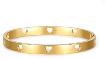 Cryinsun Baby Infant Toddler Kids Girls Heart Bangle Bracelet,18K Gold-plated 316L Stainless Steel Cuff Bracelets With Heart Shape,Jewelry Gifts For Birthday (1PC Gold Plated)