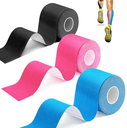 Cinta Kinesiología Kinesiologica Kinesiotape 5m X 5cm Para Deportes, Alivio del Dolor Muscular y Soporte Articular