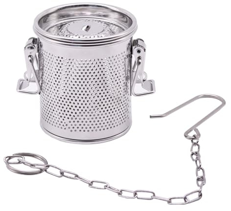 Colador de especias para cocinar – Filtro de acero inoxidable, colador de té grande con gancho de cadena, colador de bolas de té para tetera, accesorios de cocina para la preparación de platos de