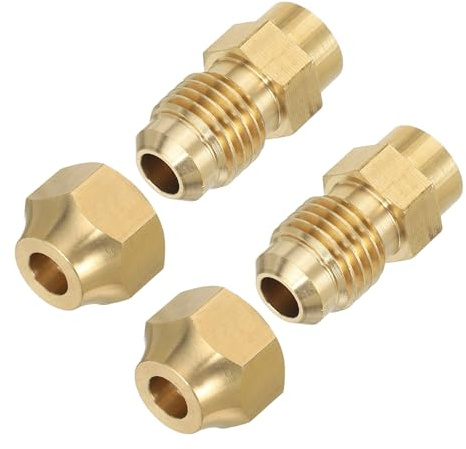 PATIKIL 2Pcs Raccord Tube En Laiton À Embout Mâle 1/4 Fileté, Adaptateur De Tuyau À Souder Avec Écrou Pour Plomberie HVAC Climatisation