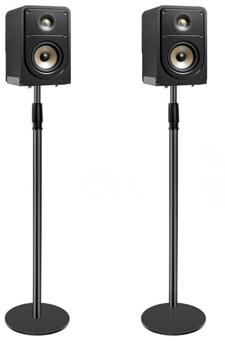 Set di 2 supporti per altoparlanti regolabili in altezza (si estende da 79 cm a 130 cm) – Set di 2 supporti per altoparlanti surround per librerie e altoparlanti satellitari, supporti da pavimento con
