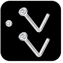 AceFun G23 piercing nez titane Argent 2 pièces L forme nostril piercing nasal anneau pour femmes jommes 20g 2mm CZ Diamond piercing stecker