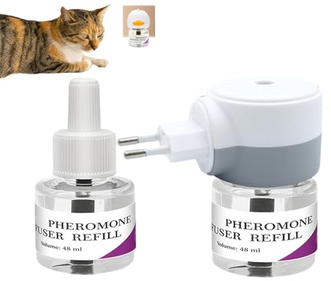 Lunaobrik Beruhigender Diffusor für Katzen, beruhigender Diffusor für Katzen, um Stress abzubauen | Anti-Stress-Lösung für Kätzchen im Innenbereich hilft Stress zu reduzieren