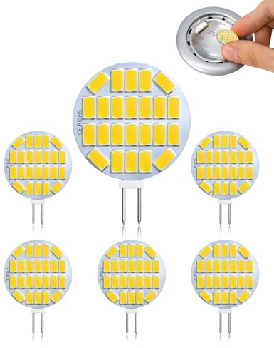 CucuGo Lampadine LED G4 3W, Equivalente a 30W Alogene, Bianco Naturale 4000K, 400LM, AC/DC 12V-24V, Non Dimmerabili, Lampadine con Spina Bi-Pin G4 per Armadi, Lampadari, Camper, Confezione da 6