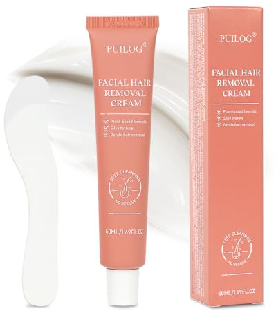 Facial Hair Removal Cream for Women - Painless Gentle Depilatory Cream for Upper Lip Chin & Face with Spatula, 4-Minute At-Home Sensitive Skin Hair Remover, 1.69 Fl Oz