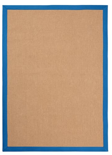 carpetfine Sisalteppich Blau 80x150 cm | Moderner Teppich für Wohn- und Schlafzimmer