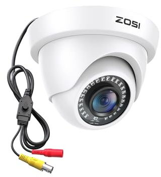 ZOSI 2MP 1080P HD Security Dome Camera Outdoor Indoor, IP66 Weatherproof Surveillance CCTV Camera (Hybrid 4-in-1 HD-CVI/TVI/AHD/960H Analog CVBS), 80ft IR Night Vision, 90° Wide Angle, 24PCS LEDs