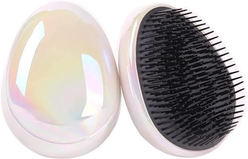 VinBee Spazzola districante per capelli per donne, ragazze e bambini mini spazzola per capelli bagnati e asciutti pettine compatto (bianco perla)