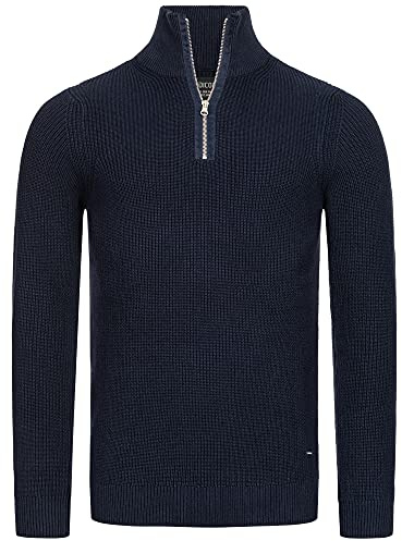 Indicode Herren Mayer Pullover aus 100% Baumwolle | Herrenpulli Strickpullover für Männer Navy, XXL