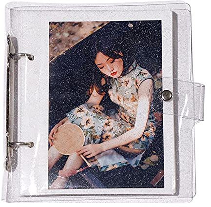ANKOMINA 50/100 Pockets 2-Ring Binder Photo Album,Shiny Clear PVC Refillable Card Holder Notebook for Mini Instax,Name Card,Tickets,Postcards,Picture,3/4/5/6 inch