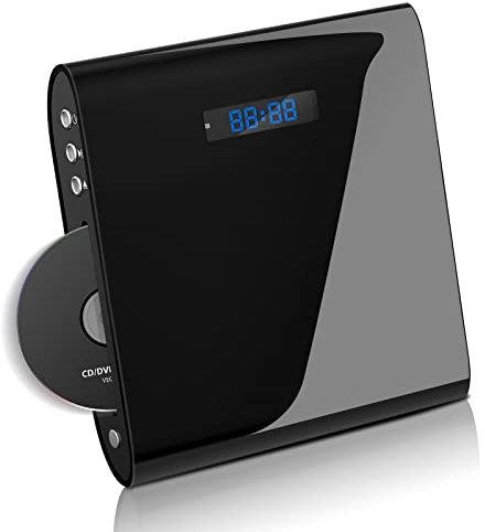 Famishow Lettore DVD con slot per tutte le regioni - HD 1080p con uscita HDMI e AV, ingresso USB, telecomando e montaggio a parete (nero)