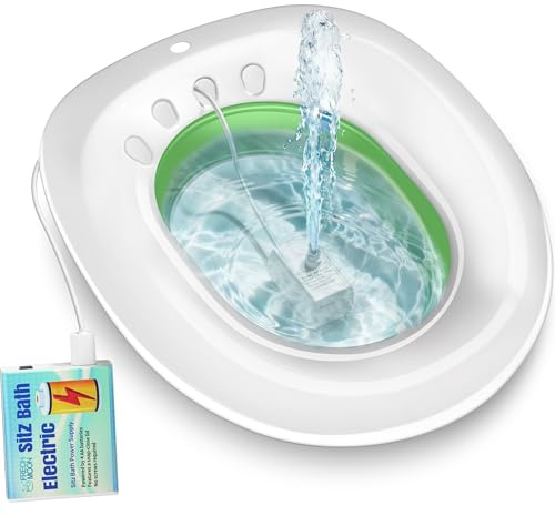Sitz Bath for Hemorrhoids, Sitz Bath for Toilet Seat, Postpartum Care, Perineum Relief, Sits Bath Kit for Women - Collapsible, Wide Seat, Deeper Bowl - Use w/Sitz Bath Salt