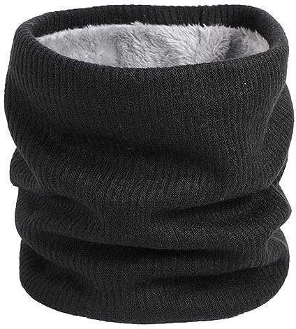 I Kua Fly Cache Cou Homme et Femme Tour de Cou Hiver Chaud Tricot Écharpe Polaire Neck Warmer Foulard Ronde Moto Ski Cyclisme Sports(Noir)