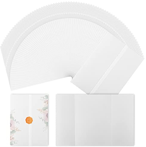 LUTER 35pcs Pre-Folded Vellum Jackets for Invitations, 5x7 Vellum Paper Jackets for Wedding Invitations Translucent Vellum Wrap Jackets for Wedding Bridal Shower Baby Shower Birthday Party (E23062)