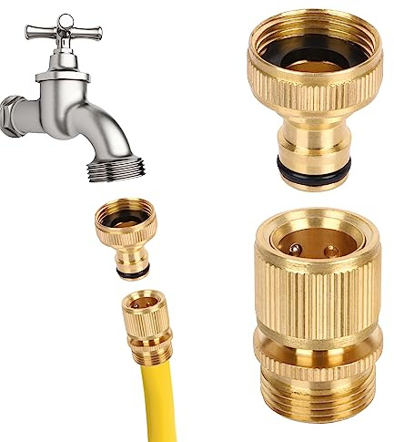 Figarge krananslutning 1/2 tum till 3/4 tums adapter för trädgårdsslangar, yttre gänga slangkoppling mässing (2 stycken)