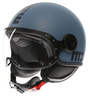 MOMODESIGN - FGTR CLASSIC E2206, Casco Jet, Casco Aperto per Moto e Scooter, per Uomo e Donna, Blu Polvere Opaco/Blu, XL