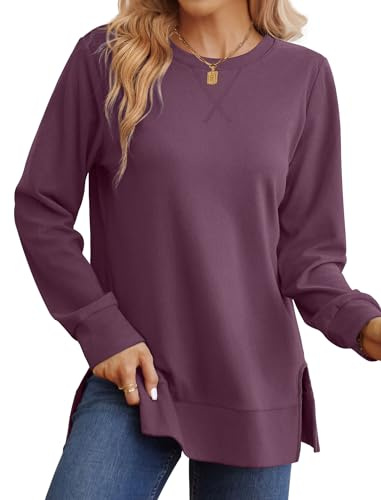 Saloogoe Maternity Clothes Sweatshirt for Women Long Sleeve Shirts Fall Sweaters for Women 2025 Loose Fit Dressy Casual Tops L