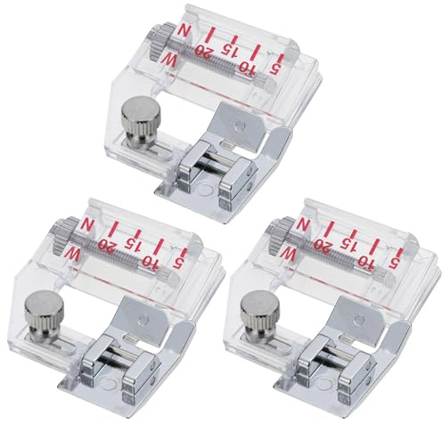 CurcKua 3PCS Overlock Presser Foot Adjustable Bias Tape Presser Foot Sewing Machine Presser Feet Portable Bias Tape Maker Press Foot Rolled Hem Presser Foot for All Low Shank Snap-On Sewing Machine