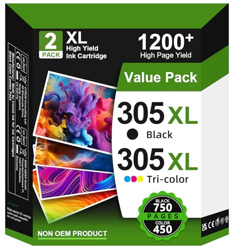 305XL Ink Cartridges Replacement for HP 305 Ink Cartridges Black and Colour, Printer Ink 305 XL for HP 305XL for DeskJet 2700 2710e 2720e Plus 4100 4120e Envy 6000e 6010e 6020e 6030e 6032e Pro 6400