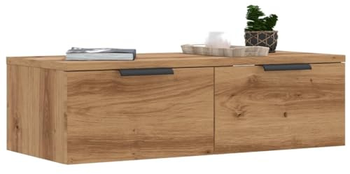 Homgoday Armadio da parete antico in legno, 68 x 30 x 20 cm, legno di ingegneria, mobile da parete con 2 cassetti, mensola sospesa armadio galleggiante per cucina, soggiorno, bagno, ingresso