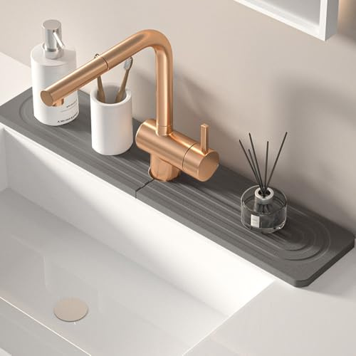 Protector contra salpicaduras de diatomita para fregadero de cocina detrás del grifo - tapete de secado de piedra de 61 cm para encimera de cocina, tapete absorbente moderno de accesorios para
