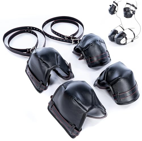 SXOVO Kit BDSM Sadomaso Gadget Donna Uomo - Kit Bondage per Gattonare Con Ginocchiere + Gomitiere + Restrizioni per Mani e Piedi, Accessori BDSM per Schiave Cosplay, Sex Toys Sessuali per Coppie