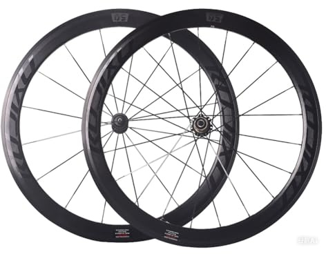 LSRRYD 700C Road Bike Wheelset C/V/Rim Brake 50mm Double Wall Bike Rims Front And Rear Wheels With Carbon Hub 8/9/10/11Speed Cassette 100/130mm QR 16H Front 21H Rear(Black Hub)