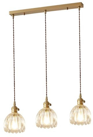 Chandelier Plafonnier Suspendu en cuivre pour îlot de Cuisine, luminaire Suspendu en grappe, en Verre à Corde Suspendue réglable, luminaire de Salle à Manger, plafonnier pour Couloir de Foyer