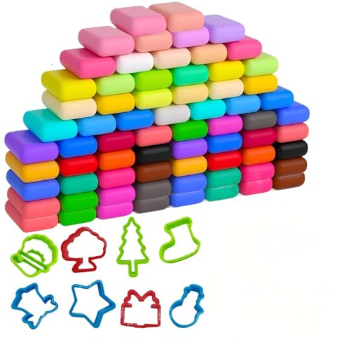 CLDURHGE Pasta modellabile Bambini 72 Colori con Strumenti, Pasta da Modellare Asciugatura all'Aria, Argilla Leggera educativa per Bambini attività Creative e Regali Festa