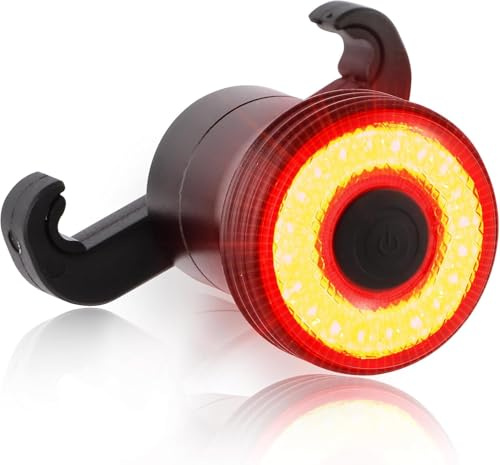 Smart Bike Tail Light, Brake Sensing, Auto On/Off, Super Bright 22 LEDs Rear Bike Light, 5 Lighting Modes, USB C Rechargeable Bicycle Taillight, IP65 Waterproof, Saddle and Seatpost Mount