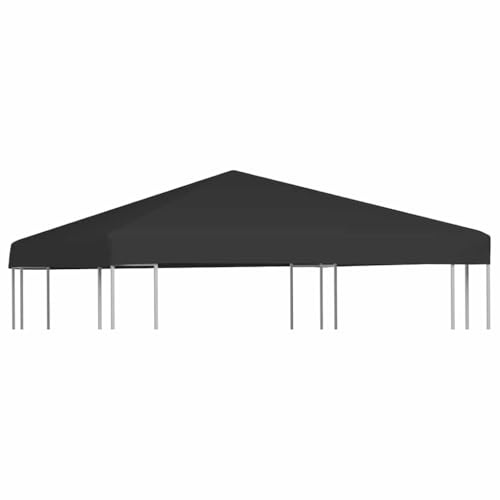 Paviljongtak 3 x 3 m svart, 270 g/m² polyester med PVC-beläggning, vattentät och väderbeständig, reservtak, presenning för trädgård, terrass, balkong, utomhus festtält, solskydd