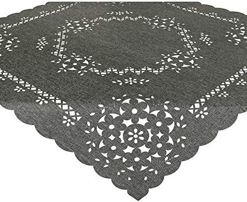 Tischdeckenshop24 Tischdecke Bella 85 x 85 cm Grau Moderne Lasercut-Tischdecke