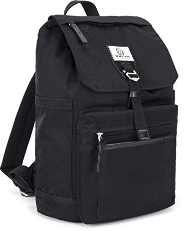 SEVENTEEN LONDON Modern and stylish 'Fulham' backpack with a classic pleated design - perfect for 15 inch laptops, Black, L