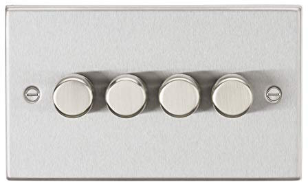Knightsbridge CS2184BC 4G 2 way 10-200W (5-150W LED) trailing edge dimmer - Square Edge Brushed Chrome, 10.5 mm*89.0 mm*149.3 mm