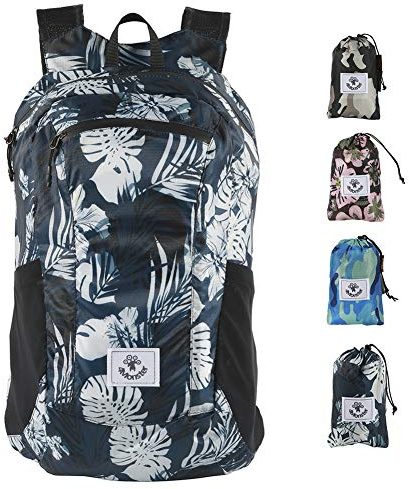 4Monster Faltbarer Rucksack Ultra Leicht, Unisex Tagesrucksack Outdoor, Wasserdichter Wanderrucksack für Camping Wandern Reisen Sport Klettern Radfahren (Blume Blau, 24L)