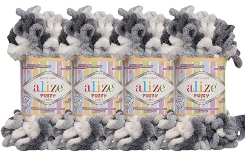 Alize Puffig färg babyfilt garn parti om 4skn 400 g 100 % mikrofiber mjukt garn handstickgarn (5925)