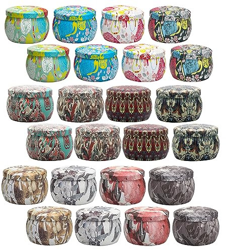 TOFU Kerzengläser, Blumensprach Serie Leere Kerzendosen 24 Pcs, Kerzen Selber Machen Set, Kerzenherstellung Set & Zubehör, Kleine Blechdosen Zum Aufbewahren und Sammeln