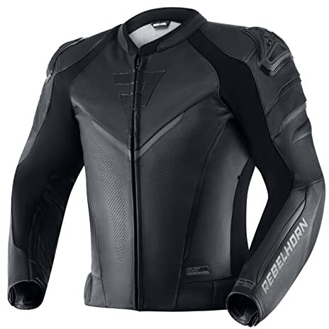 REBELHORN Fighter Motorradjacke Herren | Rindsleder | Ellbogen, Schultern und Rückenprotektor Stufe 2 | Schulterschieber | Wasserdichte In&Out Weste | Belüftungspaneele