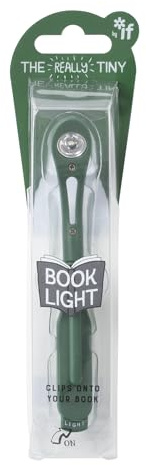 IF Really Tiny Book Light (Forest Green) – Compact Reading Lights for Books in Bed – Flexible Book Light Clip On – A Great Book Lamp with Batteries Included