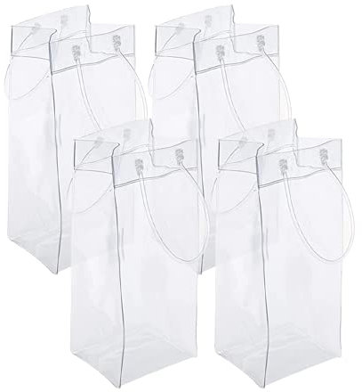 Lot de 2 Sac de Vin de Glace Transparent Pliable Pochette Glacière à Vin avec poignée de transport pour Champagne Bière Froide Vin Blanc Boissons Réfrigérées (4)