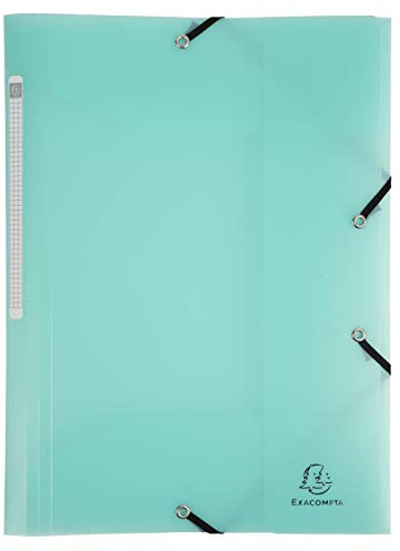 Exacompta - Réf. 55173E - Paquet de 5 chemises à élastiques Chromaline pastel - pochettes 3 rabats - en polypropylène translucide - dimensions 24 x 32 cm pour format A4 - couleur vert pastel
