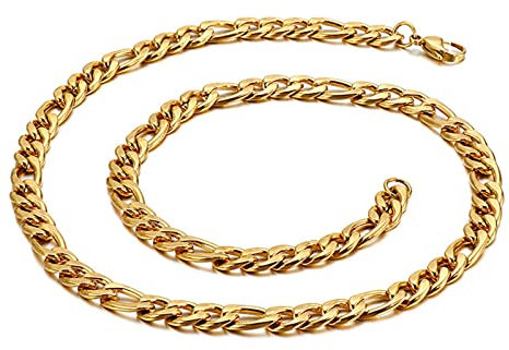 ANAZOZ Halskette Edelstahl Herren 45 cm, Kette Ohne Anhänger Damen Figarokette Gold 3mm Breit