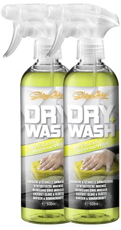 ShinyChiefs DRY WASH - WATERLESS WASH & WAX DOUBLE - 2in1 Auto Lackreiniger und Autowachs - Auto Reinigungsmittel & Sprühwachs, entfernt Verschmutzungen ohne Wasser, leichter Duft, 2 x 500ml